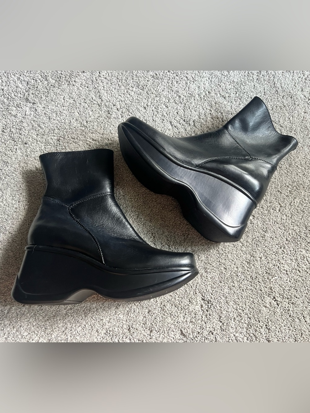 Vintage Steve Madden Goody Boots Black 8.5 B Grunge Goth Chunky Platform 90s Y2K